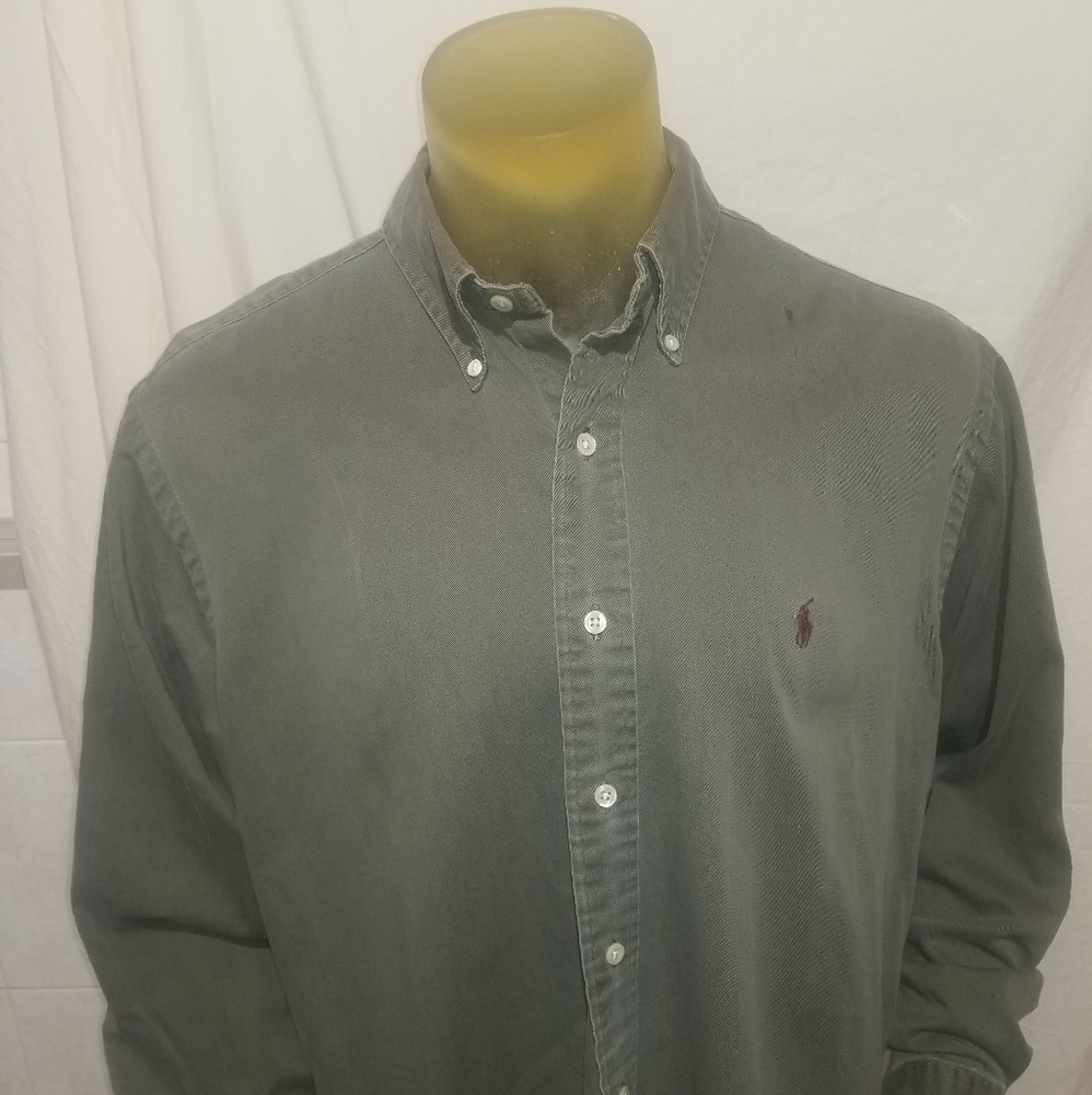Ralph Lauren Polo XL Heavy Cotton Olive Button Dwn
